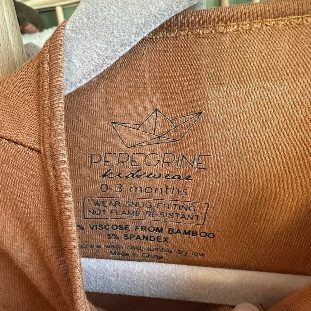 Peregrine Baby Bamboo Sleeper Footie Pajamas Set - Green and Mustard Brown 0-3 - Picture 2 of 5